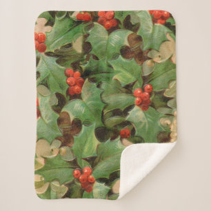 Holly Tree Kerstvakantie Vintage Sherpa Deken