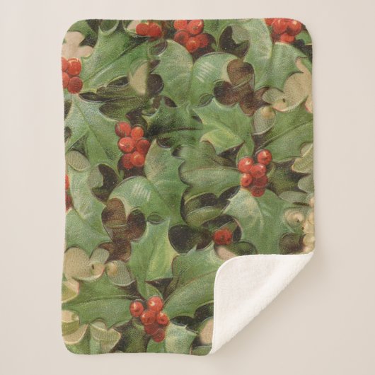 Holly Tree Kerstvakantie Vintage Sherpa Deken (Voorkant)