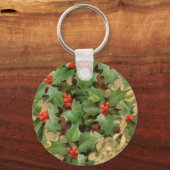 Holly Tree Kerstvakantie Vintage Sleutelhanger (Voorkant)