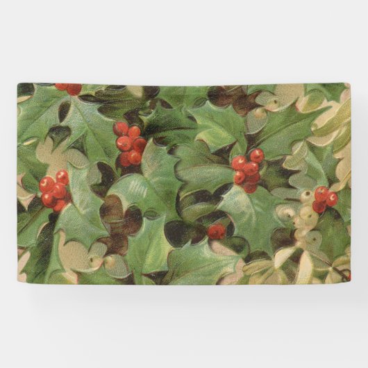 Holly Tree Kerstvakantie Vintage Spandoek (Horizontaal)