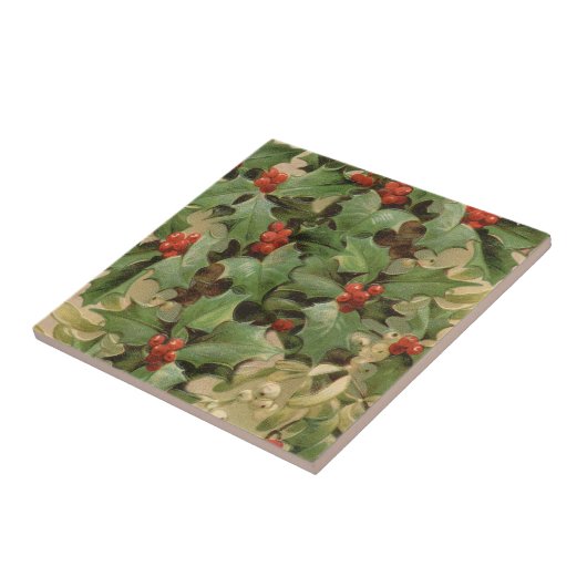Holly Tree Kerstvakantie Vintage Tegeltje (Zijkant)