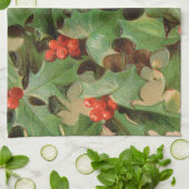 Holly Tree Kerstvakantie Vintage Theedoek (Gevouwen)