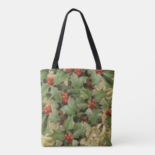 Holly Tree Kerstvakantie Vintage Tote Bag (Achterkant)