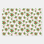 Holly Tree Leaves Bessen Polka Dots Patter Inpakpapier Vel (Voorkant)