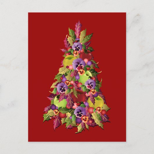 Holly Tree met appels en pansies Briefkaart (Voorkant)