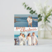 Holly Trimmed Merry Christmas 3 Foto Vakantie Briefkaart (Staand voorkant)