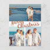 Holly Trimmed Merry Christmas 3 Foto Vakantie Briefkaart (Voorkant)