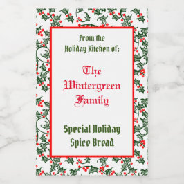 Holly uit de Holiday Kitchen van het Familiebakken Voedselcontainer Etiket