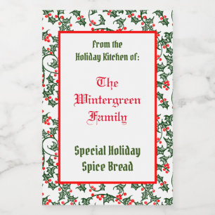 Holly uit de Holiday Kitchen van het Familiebakken Voedselcontainer Etiket