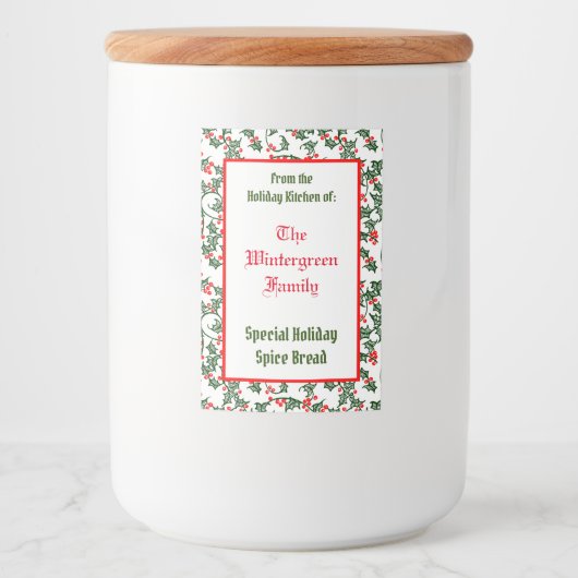 Holly uit de Holiday Kitchen van het Familiebakken Voedselcontainer Etiket (Voorkant)