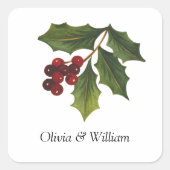 Holly Vakantie Trouwstickers Vierkante Sticker (Voorkant)