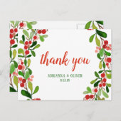 Holly verlaat Berry Christmas | Bruiloft dank u Briefkaart (Voorkant / Achterkant)
