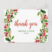 Holly verlaat Berry Christmas | Bruiloft dank u Briefkaart (Voorkant)