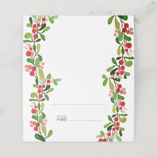 Holly verlaat Berry met kerst | Wedding Place Card Plaatskaartje (Buitenkant ongevouwen)