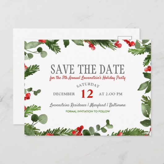 Holly verlaat de moderne feestdag, behalve de datu aankondigingskaart (Voorkant / Achterkant)