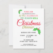 Holly verlaat de uitnodiging voor het kerstdiner (Voorkant)