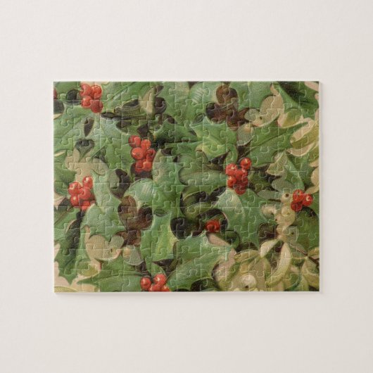 holly vertrekt berries  kunstdrukken kerstmis legpuzzel (Horizontaal)