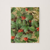 holly vertrekt berries  kunstdrukken kerstmis legpuzzel (Verticaal)