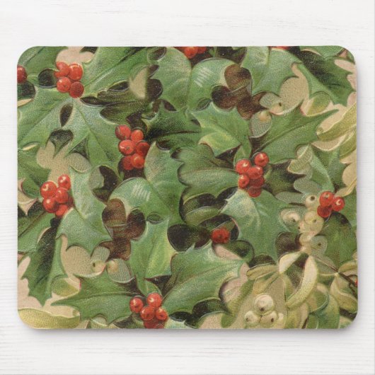 holly vertrekt berries kunstdrukken kerstmis muismat (Voorkant)