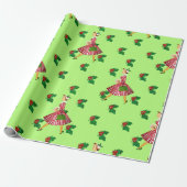 holly vintage kerstdame cadeaupapier (Uitgerold)