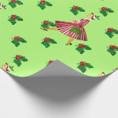 holly vintage kerstdame cadeaupapier (Hoek)
