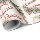  Holly Voeg de naam van de ontvanger Kerstmis toe Cadeaupapier (Rol Hoek)