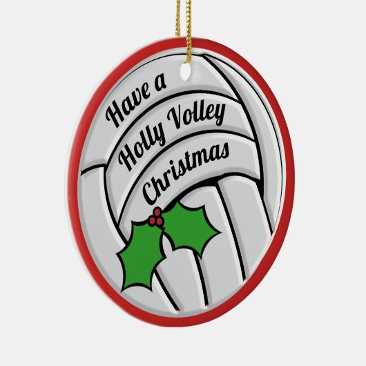 Holly Volley Kerst Volleybal Keramisch Ornament (Rechts)