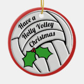 Holly Volley Kerst Volleybal Keramisch Ornament (Voorkant)
