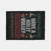 Holly Volley Volleybal Ugly Christmas Mannen W Fleece Deken (Voorkant (Horizontaal))