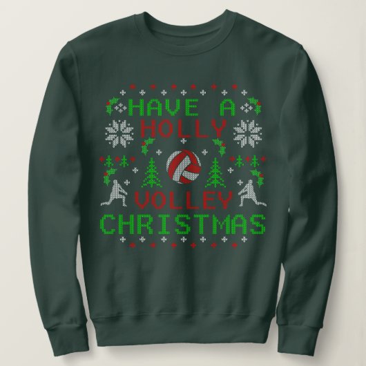 Holly Volley Volleyball Ugly KerstSweater Art Trui (Design voorkant)