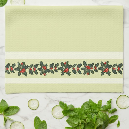 Holly voor Kerstmis Theedoek (Gevouwen)