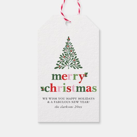 Holly Vrolijk & Helder Kerstmis Cadeaulabel (Achterkant)