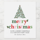 Holly Vrolijk & Helder Kerstmis Wijn Etiket (Enkel label)