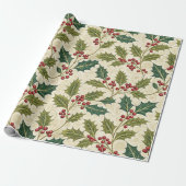 Holly Whimsy Cadeaupapier (Uitgerold)