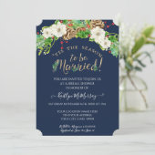 Holly White Floral Navy Vrijgezellenfeest met kers Kaart (Staand voorkant)