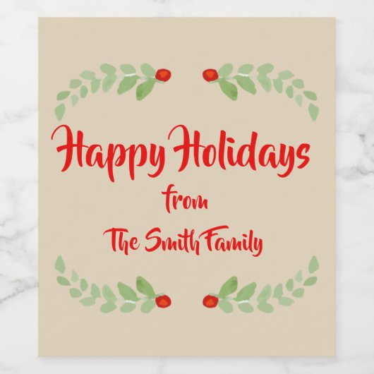 Holly Wine Label Wijn Etiket (Enkel label)