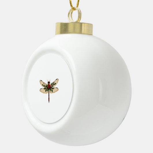 Holly Winged Dragonfly Keramische Bal Ornament (Rechts)
