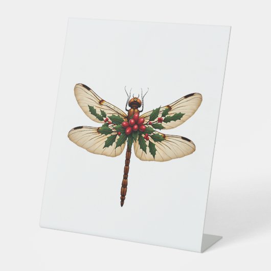 Holly Winged Dragonfly Reclamebord Met Voetstuk (Voorkant)