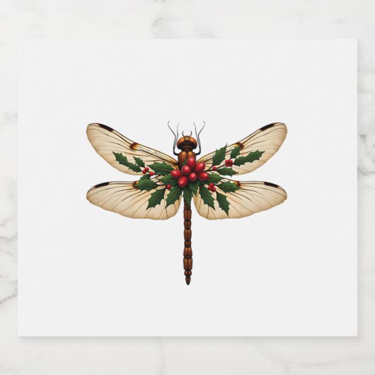 Holly Winged Dragonfly Sparkling Wijnetiket (Enkel label)