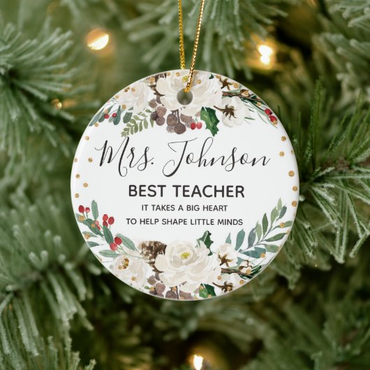 Holly Winter Best Teacher ornament (Boom)