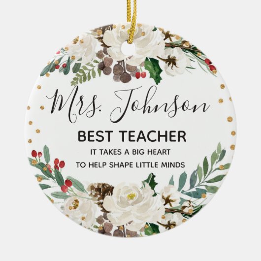 Holly Winter Best Teacher ornament (Voorkant)