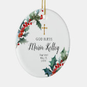 Holly Winter Floral Personalized Girl Baptism Keramisch Ornament (Rechts)