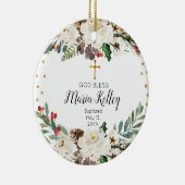 Holly Winter Floral Personalized Girl Baptism Keramisch Ornament (Rechts)