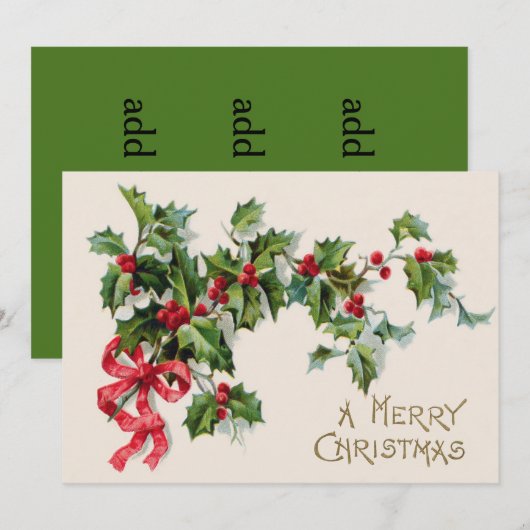 Holly Winterberry Red Ribbon (Voorkant / Achterkant)