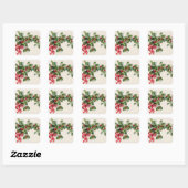 Holly Winterberry Red Ribbon Vierkante Sticker (Vel)
