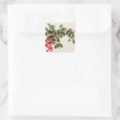 Holly Winterberry Rode Lint Vierkante Sticker (Tas)