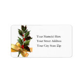 Holly with Gold Ribbon  Address Label (Voorkant)