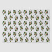 Holly with Red Berries on Ivory Background Tissuepapier (Voorkant)