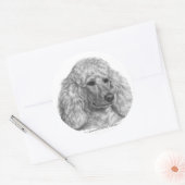 Holly, witte poedel ronde sticker (Envelop)