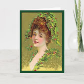 Holly Woman - Vintage-kerstkaart Feestdagen Kaart (Voorkant)